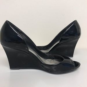 Ann Taylor peep-toe wedge pumps